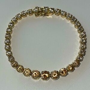 Charles Winston Tennis Bracelet Peachy Pink to White CZ 925 Silver Gold Vermeil